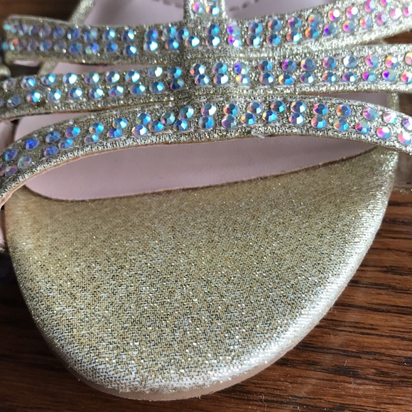 COPY - Kate and Mel sparkly gold T strap wedge sandals w embellished straps EUC - Picture 6 of 8